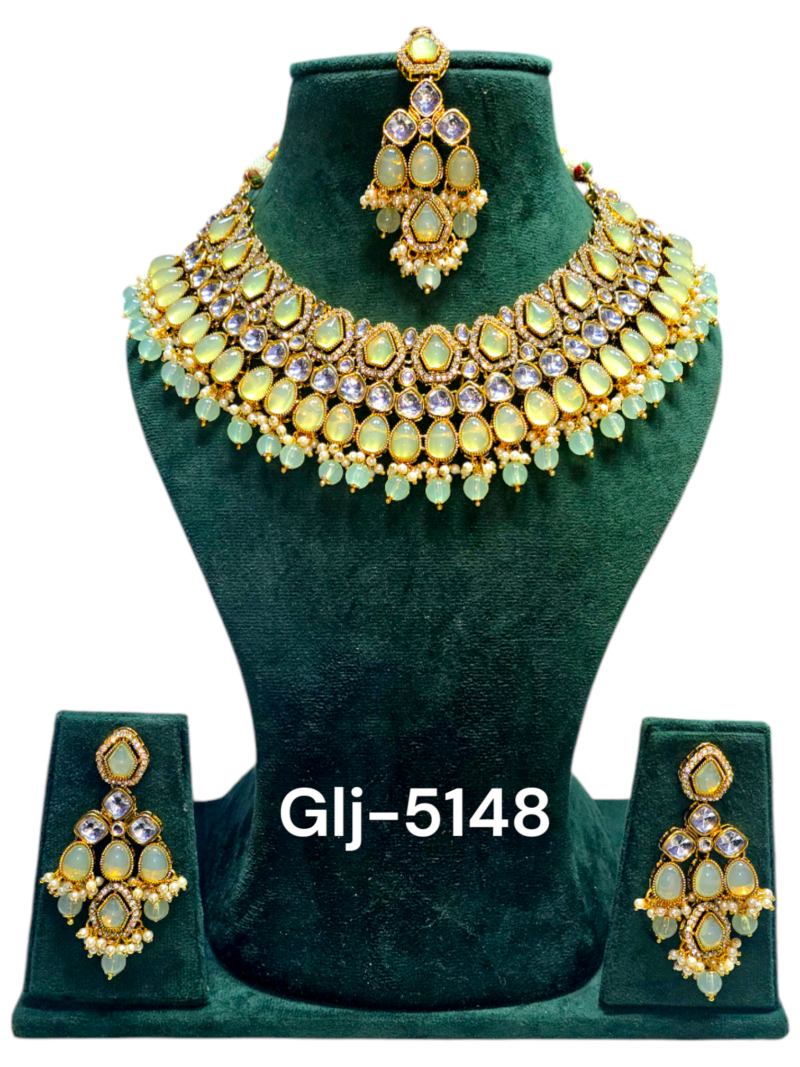 Polki Necklace set with Maangtikka - Image 4