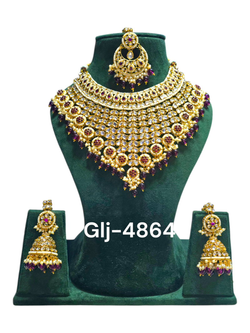 Polki Necklace set with Maangtikka - Image 3
