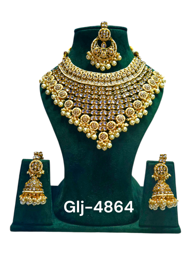 Polki Necklace set with Maangtikka - Image 2