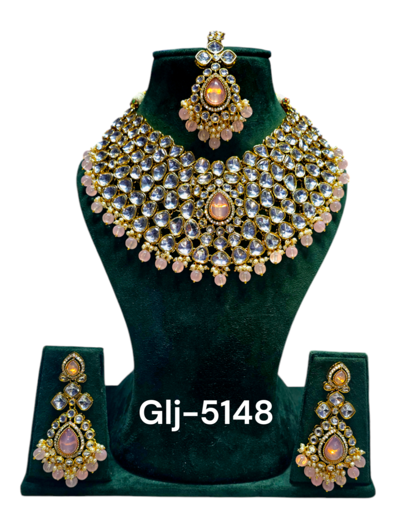 Polki Necklace set with Maangtikka - Image 4