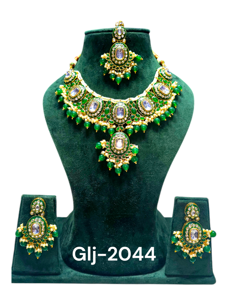Polki Necklace set with Maangtikka - Image 3