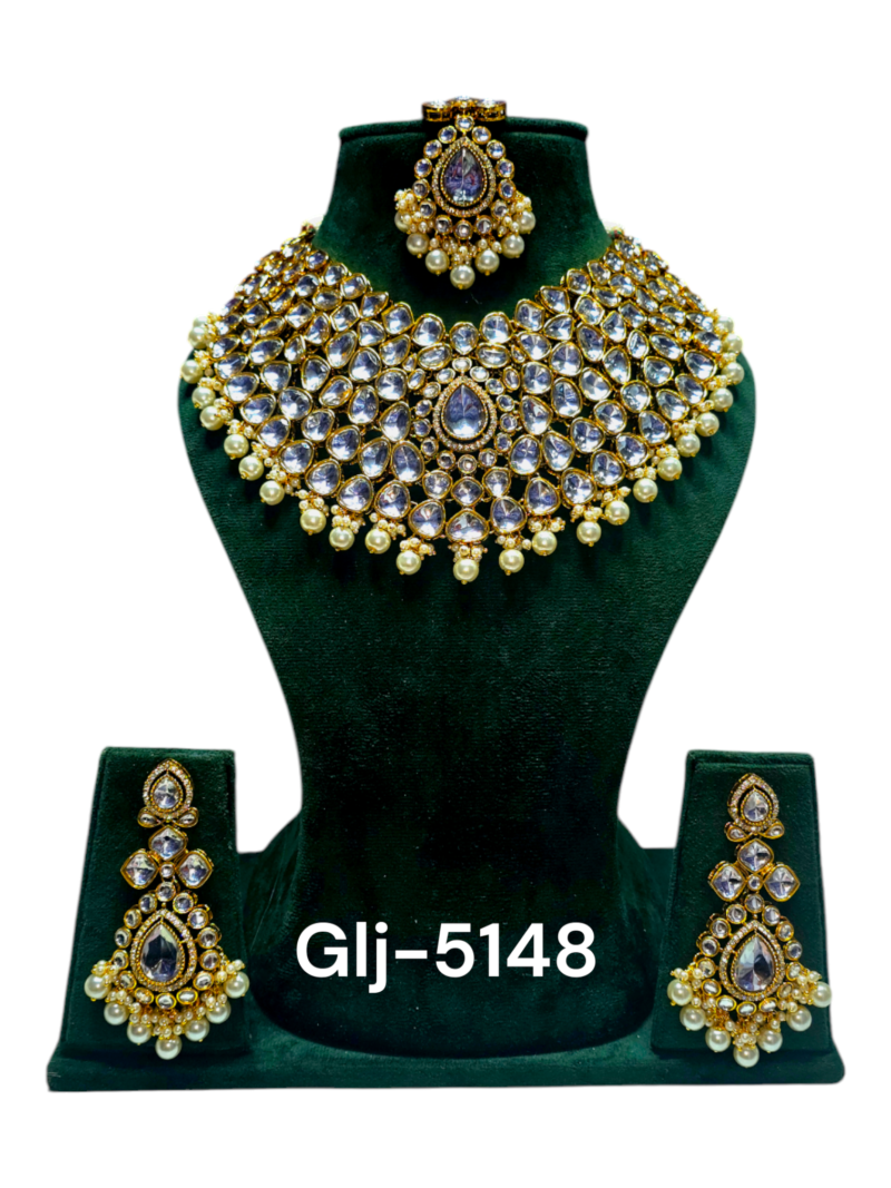 Polki Necklace set with Maangtikka - Image 5